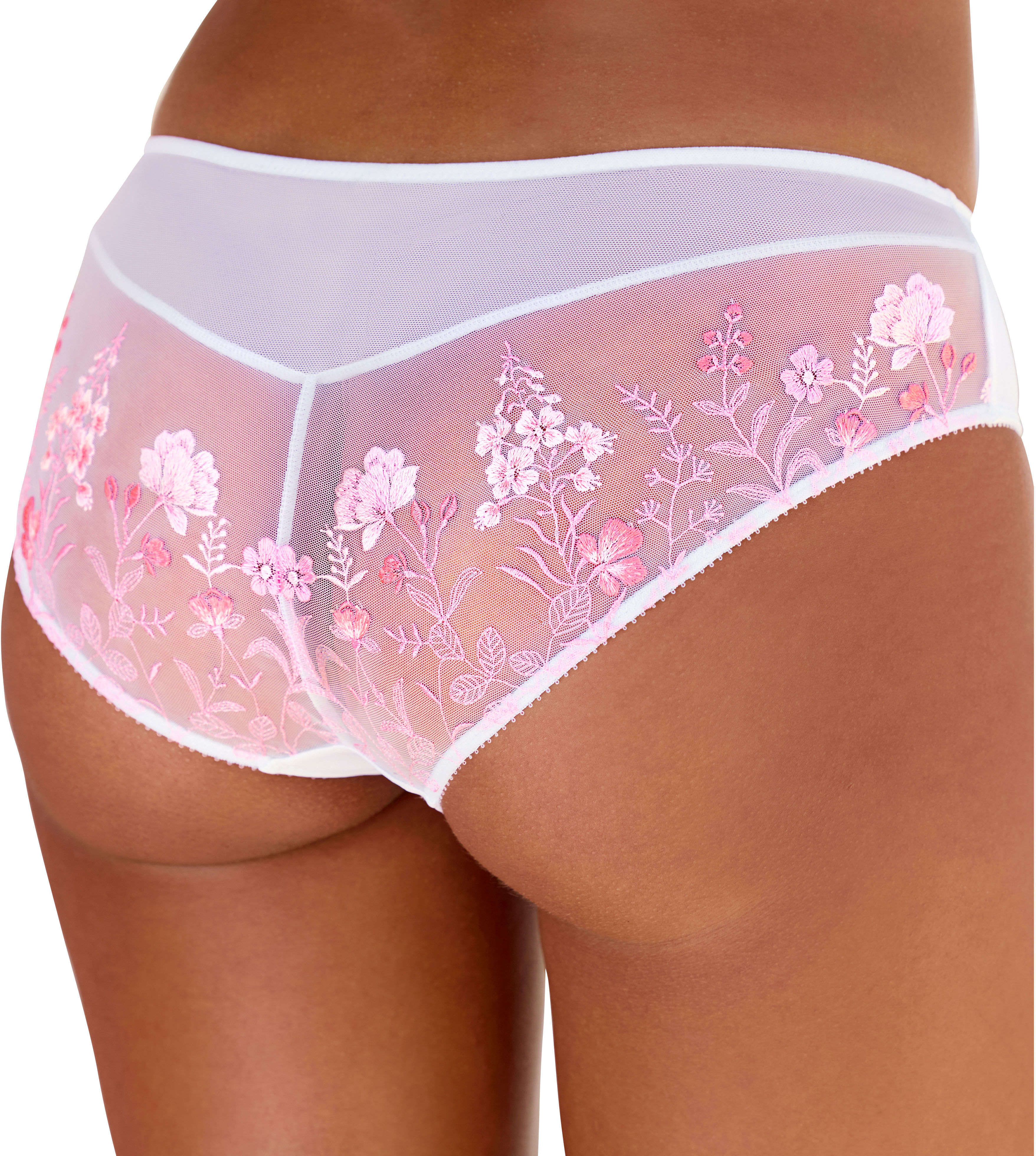 Tanga LASCANA "Maria", Damen, Gr. 36/38, Microtouch, rosa (weiß, rosa), Microtouch, Obermaterial: 73% Polyamid, 20% Polyester, 7% Elasthan, Unterhosen Tanga, Edle Stickerei-Spitze hinten, als Dessous-Set kombinierbar weiß, rosa 36/38, Microtouch