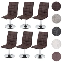 6er-Set Esszimmerstuhl HWC-C41, Stuhl Küchenstuhl, höhenverstellbar drehbar, Stoff/Textil FSC® ~ vintage dunkelbraun