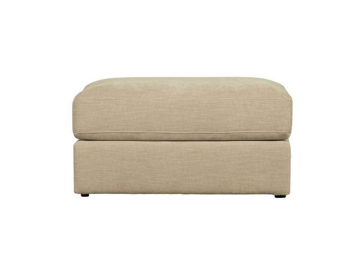Pouf en tissu beige, coussin d'assise amovible, connecté, relax,