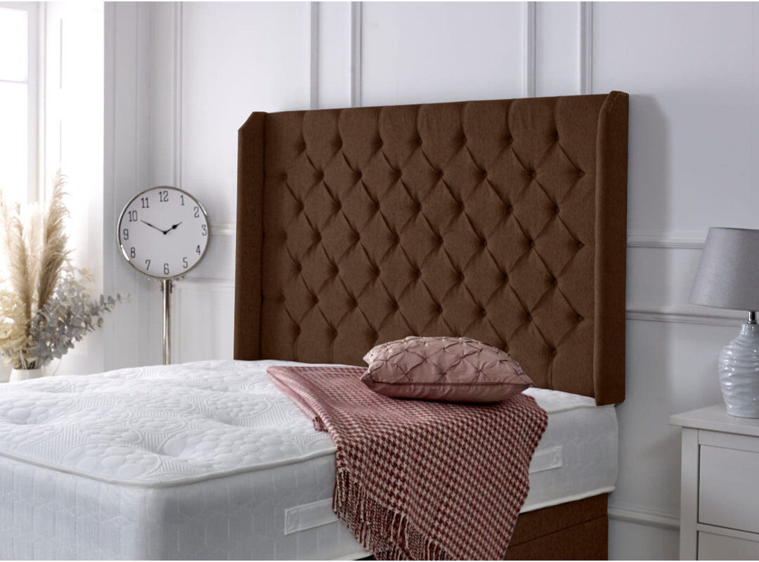 Mercer41 Upholstered Headboard Brown Chenille Super King (6')