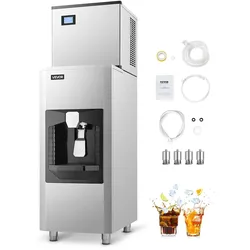 VEVOR Gewerblicher Eisbereiter 226,8 kg/Tag Eismaschine, 80 kg großer Eisvorratsbehälter mit automatischer Eisausgabe von 9 kg/Min., selbstreinigende Eismaschine mit Touchscreen für Bar Restaurant