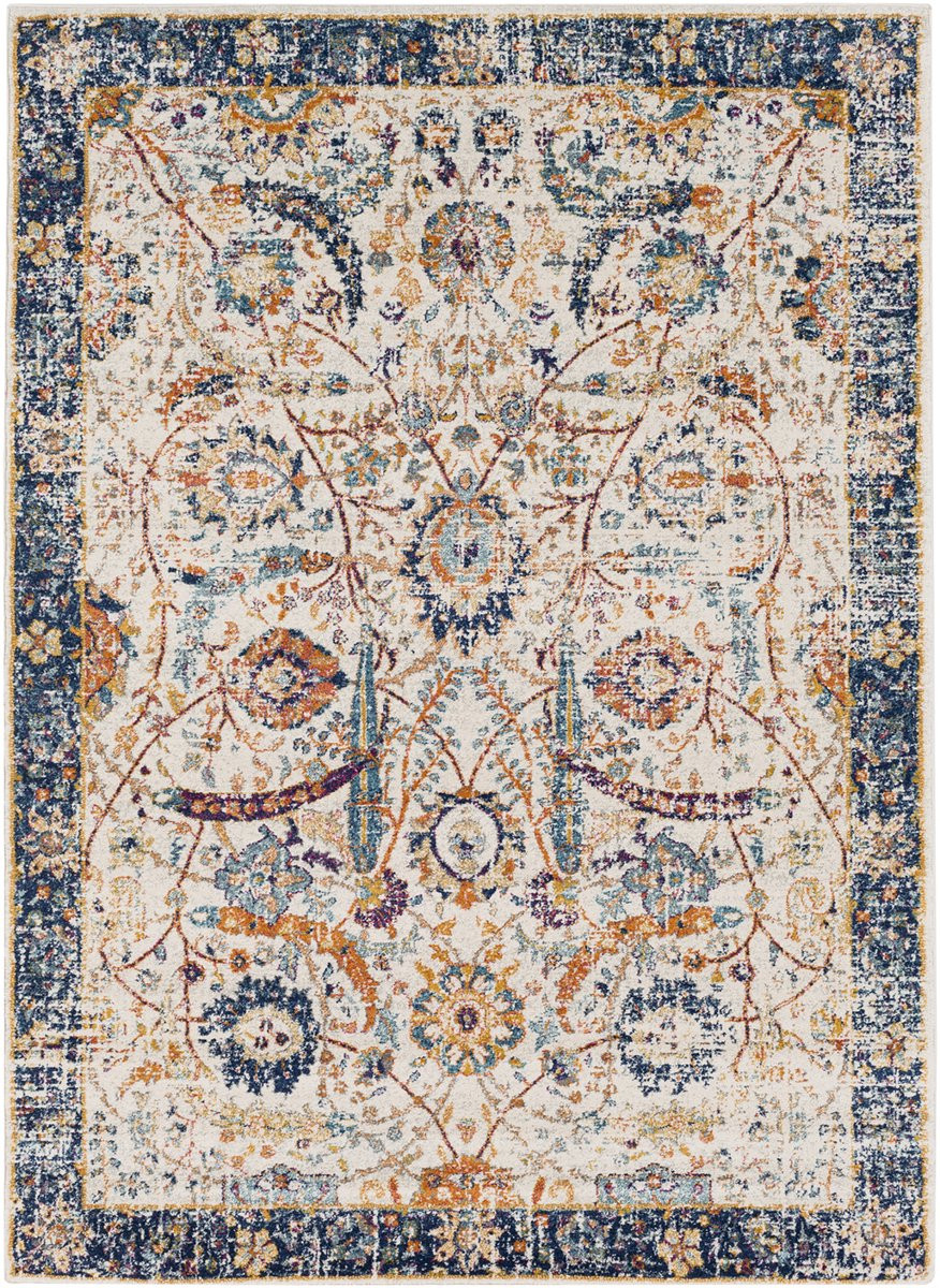 Surya Kush Vintage Oosters Blauw Tapijt van Polypropyleen