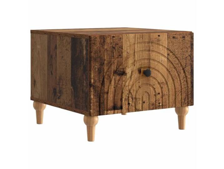 IBUQDDV Couchtisch mit Schubladen Altholz 49 x 50 x 40 cm Holzwerkstoff Rechteckiges Design, Vintage-Look, konische Beine, Stauraum für Magazine, Bücher, Deko