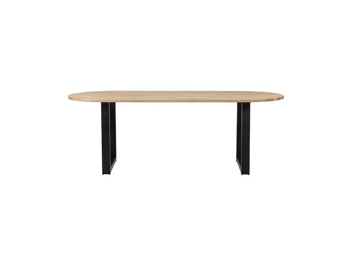 Table ovale 220x90 en chêne massif beige avec pieds en forme de U