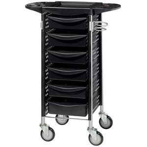 Comair Friseurwagen Stapelboy Profi, schwarz, mit 6 Schubladen & Haartrocknerhalter, 42 x 92cm