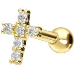 14/18 Karat Gold Ohrpiercing MOISSANIT-KREUZ