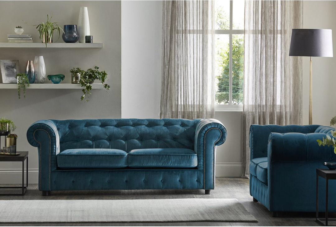 Etta Avenue Aaron 2 Seater Velvet Sofa Teal 3