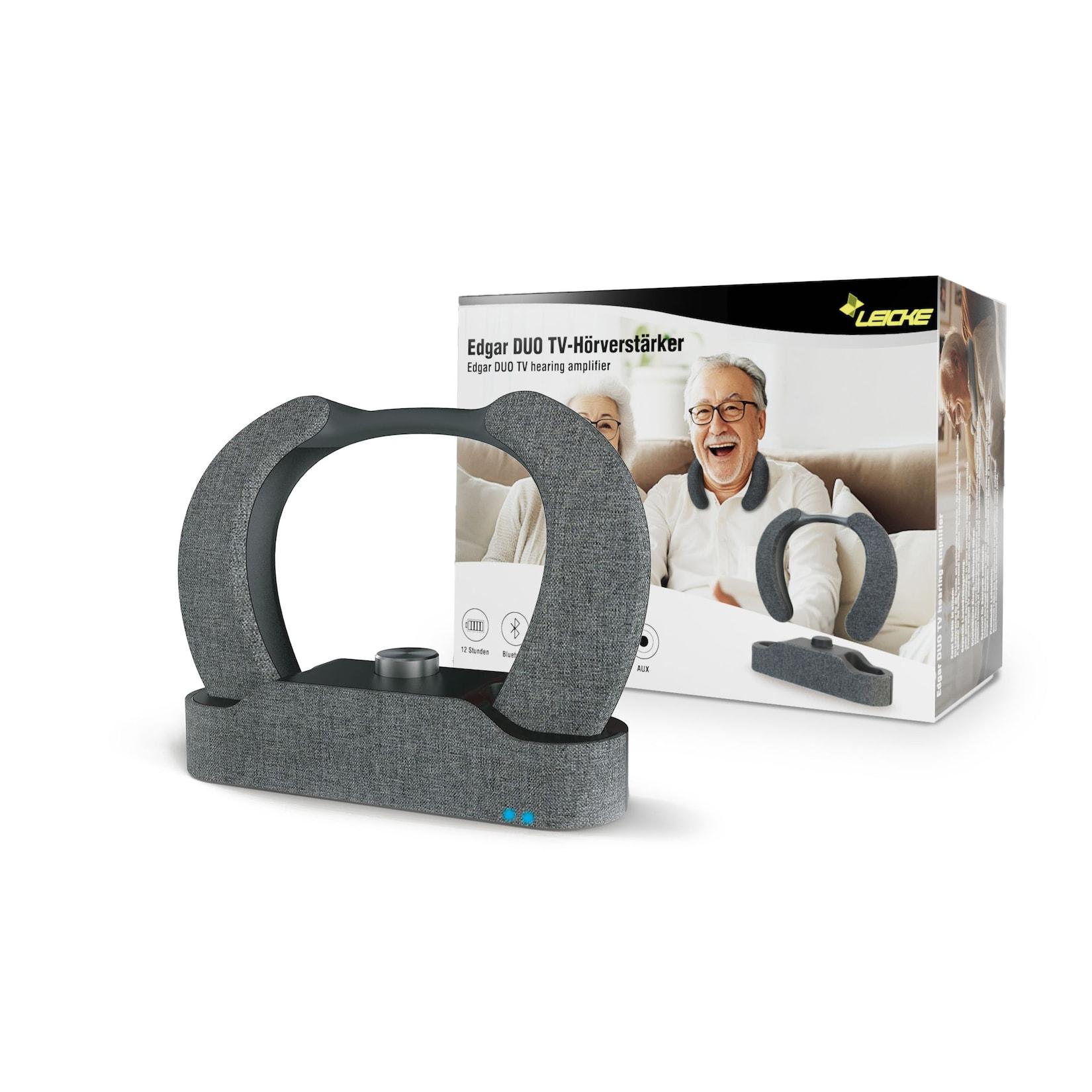 LEICKE Edgar Duo TV-Lautsprecher Nackenkopfhörer Hörverstärker für Senioren