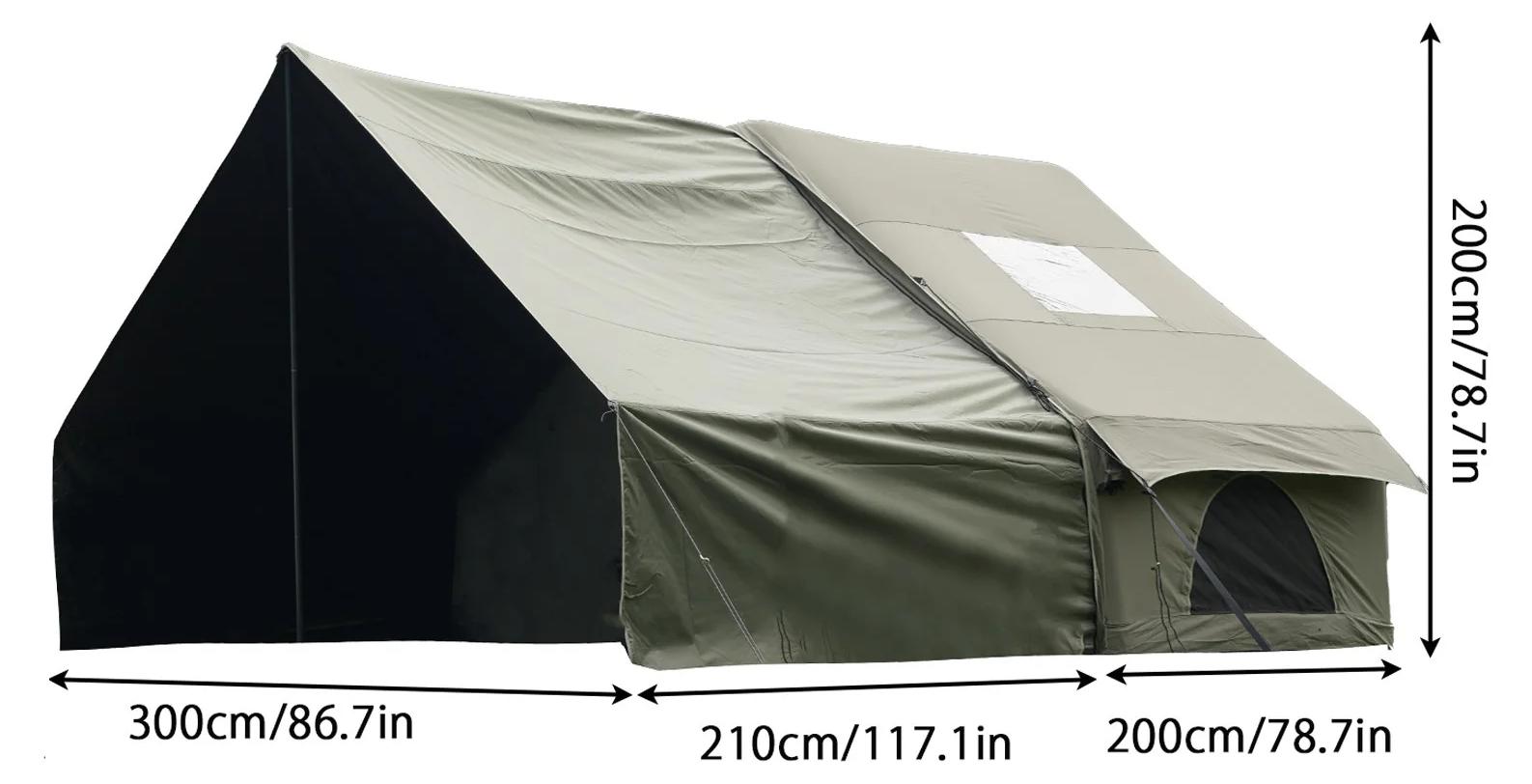Aufblasbares Zelt - Familienzelt 5-8 Personen - Schnellaufbau mit Pumpe - Dachfenster - Schlafraum & Wohnbereich - Wasserdicht 1500-2000 mm - Grün 6.3AB-6