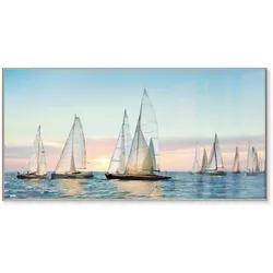 La Casa »Sailing regatta at sunset« Glasbild 160x80 cm