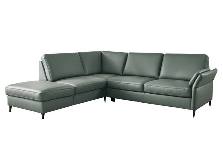 Beldomo Premium Ecksofa VILLACH L, grün-blau, Leder
