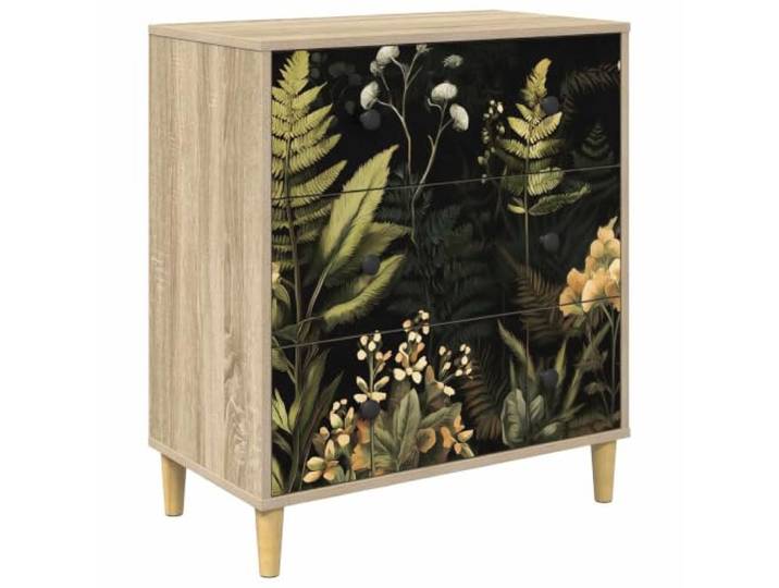 QINXIXINAIXI Kommode RHENEN Dschungelmotiv 66 x 36,5 x 75 cm Holzwerkstoff Erhöhte Füße, verstärkte Struktur, Dschungelmotiv, Schlafzimmer, Flur, Ankleidebereich