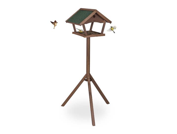 XXL Vogelfutterhaus mit Ständer Braun-Dunkelgrün
