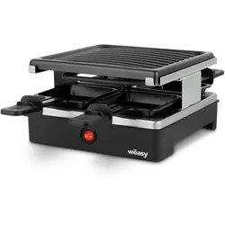 WEASY Wëasy Raclette Gerät und Grill LUGA40, 4 Personen, Antihaftbeschictung, 600 W,  Edelstahl, schwarz