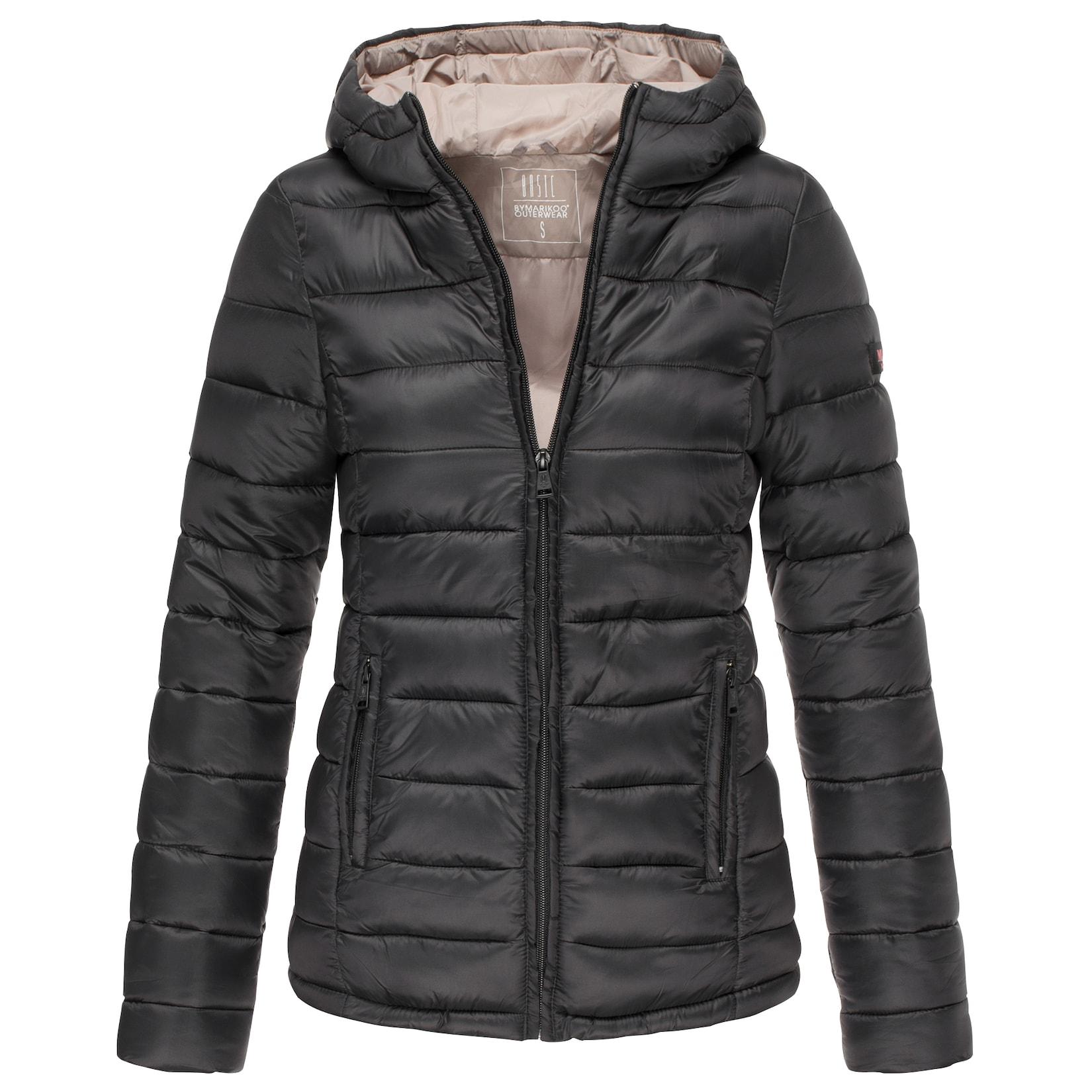 MARIKOO Damen modische Steppjacke Übergangsjacke mit großer Kapuze Lucy