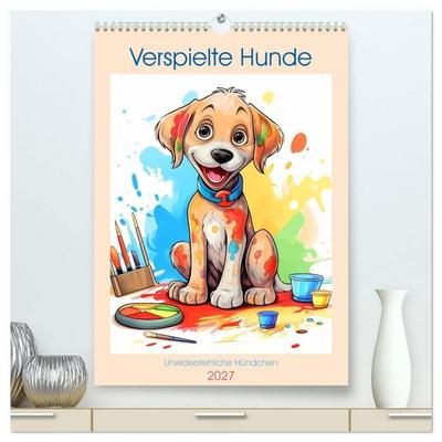 Verspielte Hunde (hochwertiger Premium Wandkalender 2027 DIN A2 hoch), Kunstdruck in Hochglanz