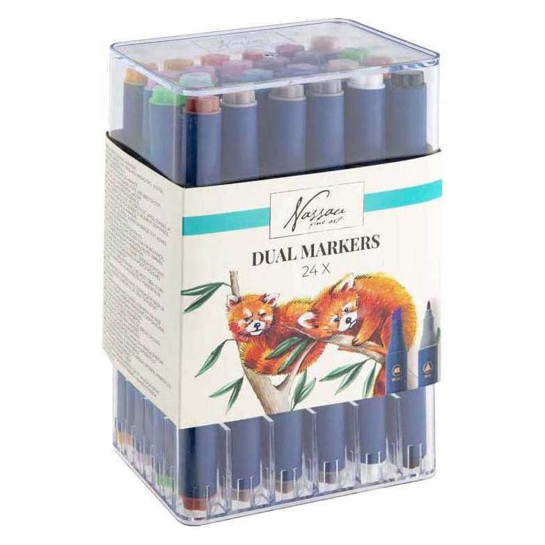 Nassau Round dual markers 24 pcs in transparent box (24x) (AR0104/23GE)