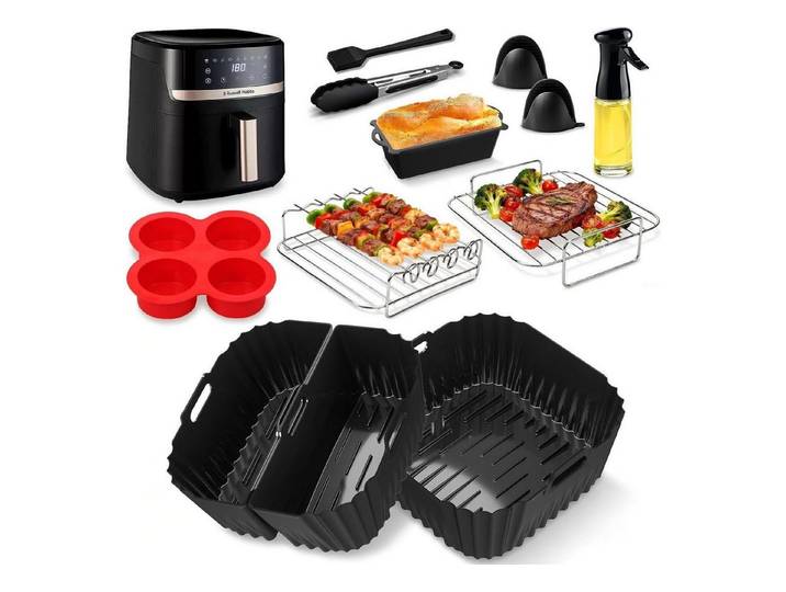LuxusKollektion Frittiereinsatz Heißluftfritteuse Zubehör Set 8L-8.3L Schwarz