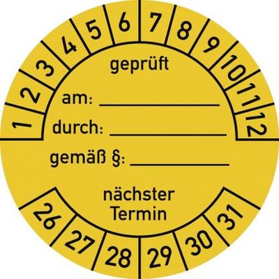 Dreifke® Prüfplakette geprüft am: durch:... 2026 - 2031, Folie, Ø 40 mm, 10 Stück/Bogen