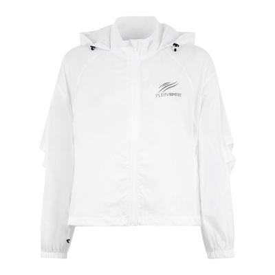 Windbreaker PLEIN SPORT "Scratch", Damen, Gr. S, weiß (01, weiß), Obermaterial: 100% Polyamid, Jacken Windbreaker