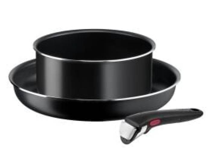 Batterie de cuisine 3 Pièces Aluminium Revêtement Anti-adhésif Tous Feux Dont Induction Poignée Amovible Easy Cook'n Clean TEFAL