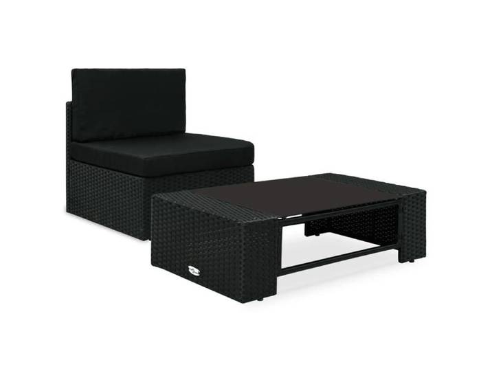 Salon de jardin (lot de 2) Design modulaire Résine tressée Noir - Petit canapé balcon LL2290