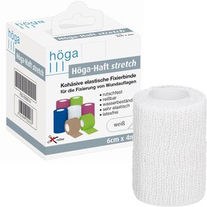 Höga Fixierbinden Haft Stretch, weiß, selbsthaftend, reißbar, 4m x 6cm