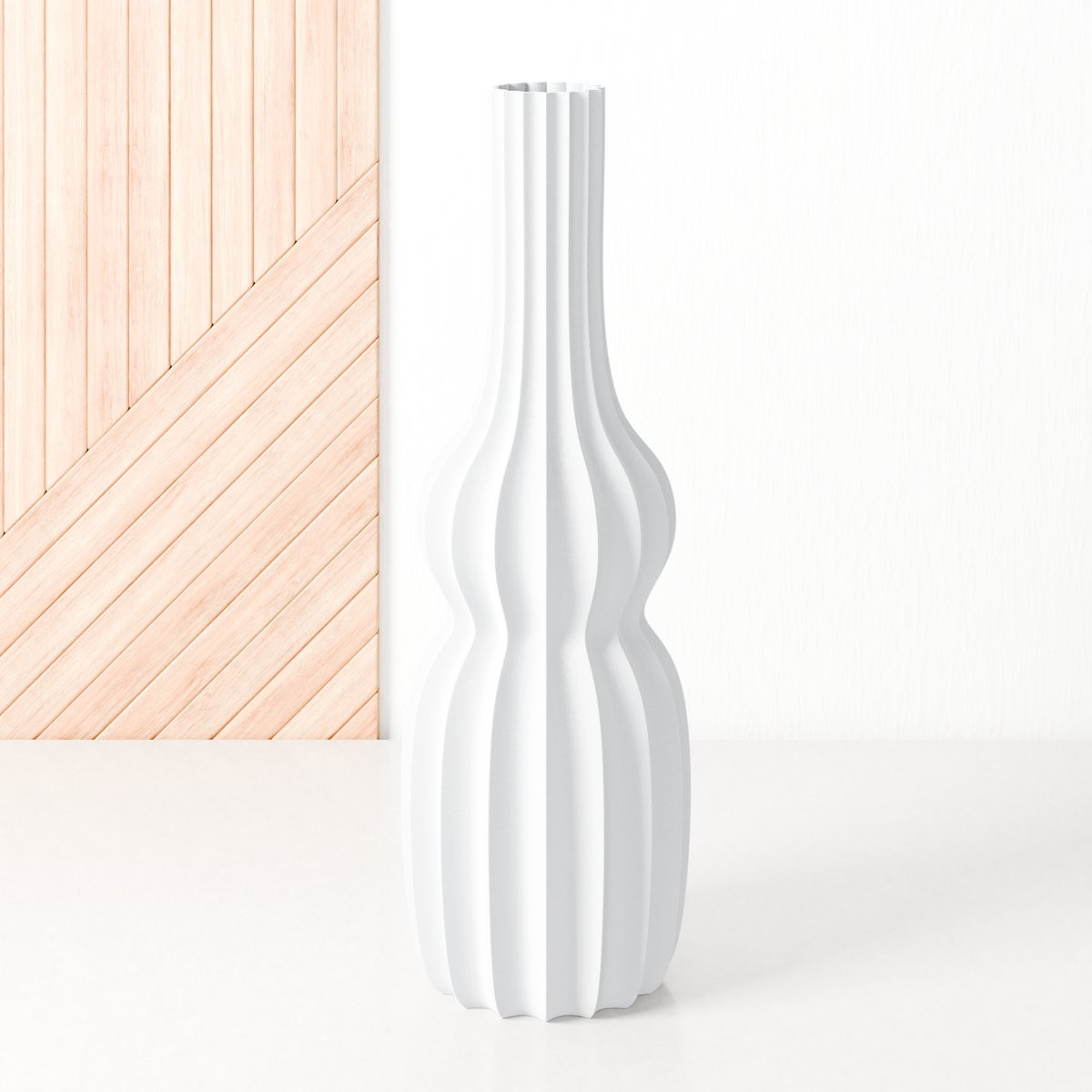 Fleuriek Hoge vaas Wit - Decoratieve design vaas van kunststof - Hoogte: 50 cm