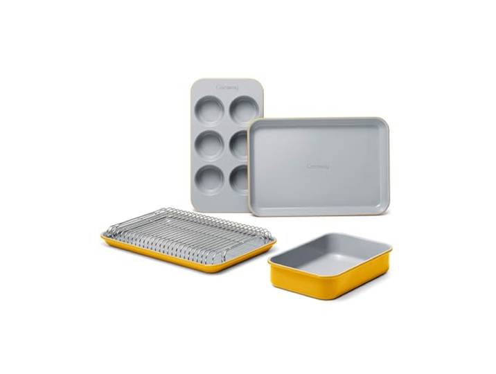 Caraway Mini-Backformen-Set mit Keramikbeschichtung, 6-teilig Natürlich antihaftbeschichtet, ungiftig, kompaktes Backformen-Set für kleine Küchen und Öfen, Backbleche, Ringelblume