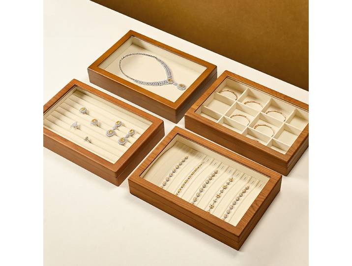 Boîte à bijoux en bois massif, organisateur de luxe pour colliers, bagues, montres et accessoires de haute qualité