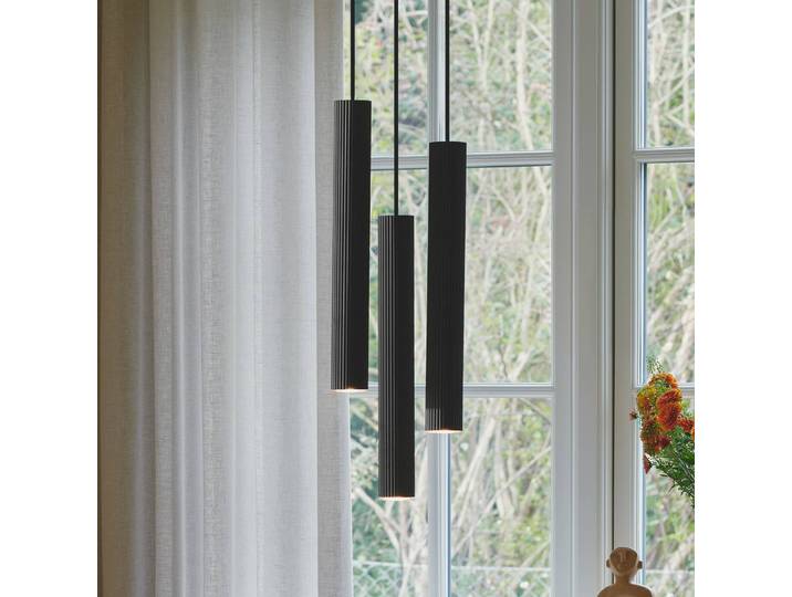 Hanglamp Vico, dimbaar, zwart, Woon-/ Eetkamer, Aluminium, hanglamp