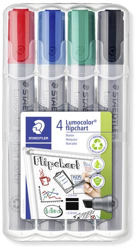 Staedtler Flipchartmarker Lumocolor flipchart marker 356 B Rot, Blau, Grün, Schwarz 1 Set