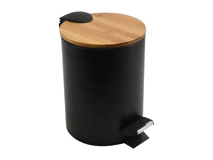Spirella Badezimmer Treteimer Stahl/Bambus ADONIS 5L Schwarz