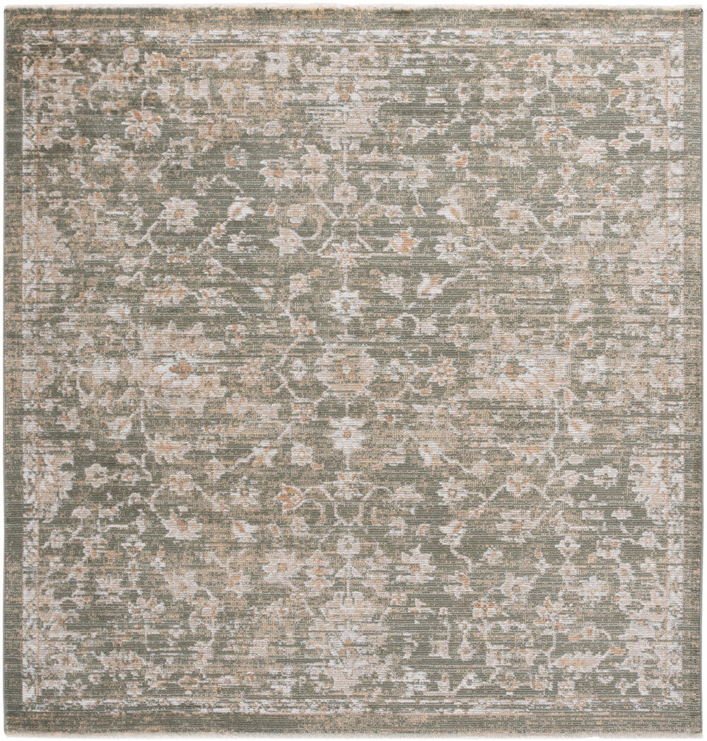Bloomsbury Market Aisleyne Vintage Look Area Rug Green / Beige Square 183 X 183cm