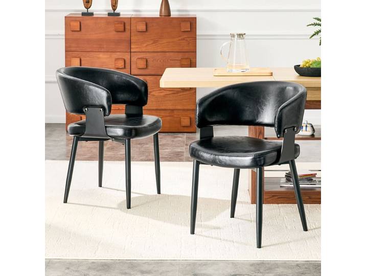 Lot de 2 Tabourets de Bar en PU et Métal - Chaise Loisir Design et Élégant pour Studio - Nettoyage facile - Stable et Chic