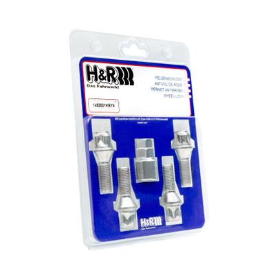 H&R Radschraube Radbolzen Felgenschloss-Set M14 x 1,5 28 1452801KEY4
