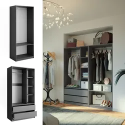 Vicco Kleiderschrank Elmo Anthrazit 80 x 200 cm Set mit 2 Teile