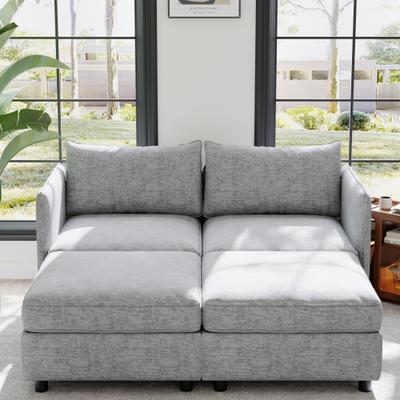 Loedds 68-inch 2-Seat Mid-Century Chenille Loveseat Sofa with Storage and High-Density Foam for Living Room