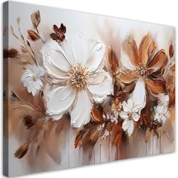 WANDBILD braune und weiße blumen natur