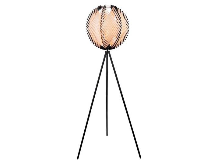 EGLO Lampadaire sur pied Waverton\, lampadaire en bois noir et textile beige\, lampe sur pied tripode pour le salon\, lampe de salon avec douille E27