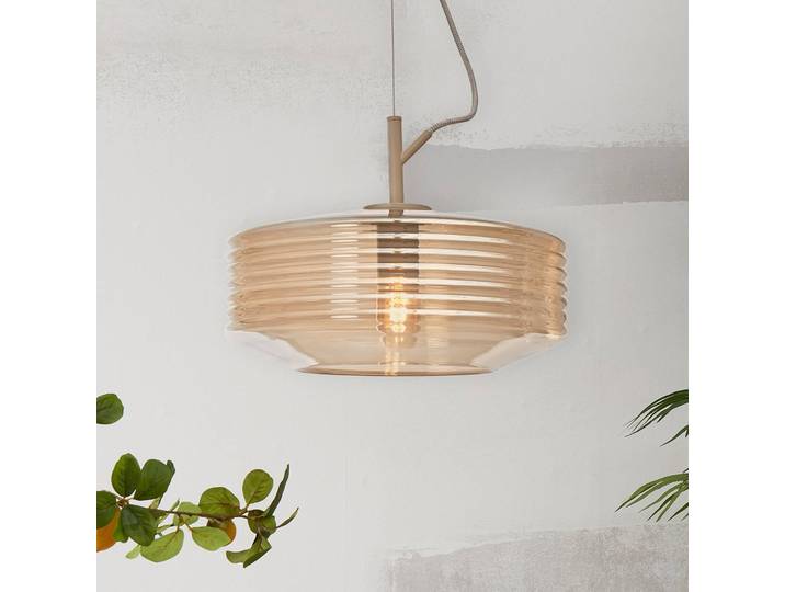 It's about RoMi Hängelampe Verona, dimmbar, creme / amber, für Wohn- / Esszimmer, Glas, Design, Pendelleuchte