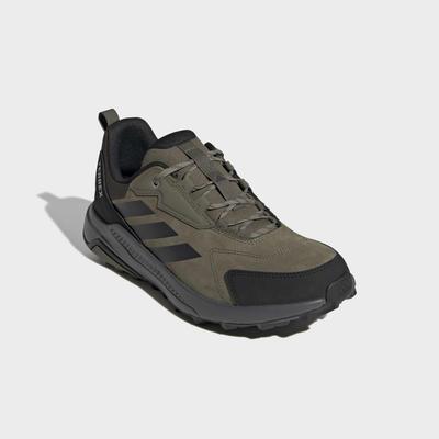Wanderschuh ADIDAS TERREX "ANYLANDER, LEDER", Herren, Gr. 44, olive strata, carbon, core schwarz, Leder, Schuhe Wanderschuh, aus Leder