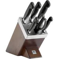 Four Star Selbstschärfender Block mit 5 Messern und Scheren braun