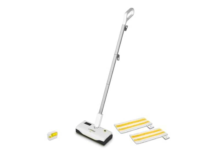 Kärcher Balai Vapeur SC 1 Upright\, Temps de Chauffe : 30s\, Rendement Surfacique : env. 30m²\, Réservoir : 0\,2l\, Poids : 2\,1kg\, Buse de Sol EasyFix Large\, 2 Chiffons Microfibres\, Cartouche de Détartrage