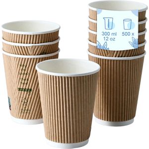 Biozoyg Trinkbecher DHD04941, braun, Pappe, Einweg, für Heißgetränke, 0,3 l, 500 Stück