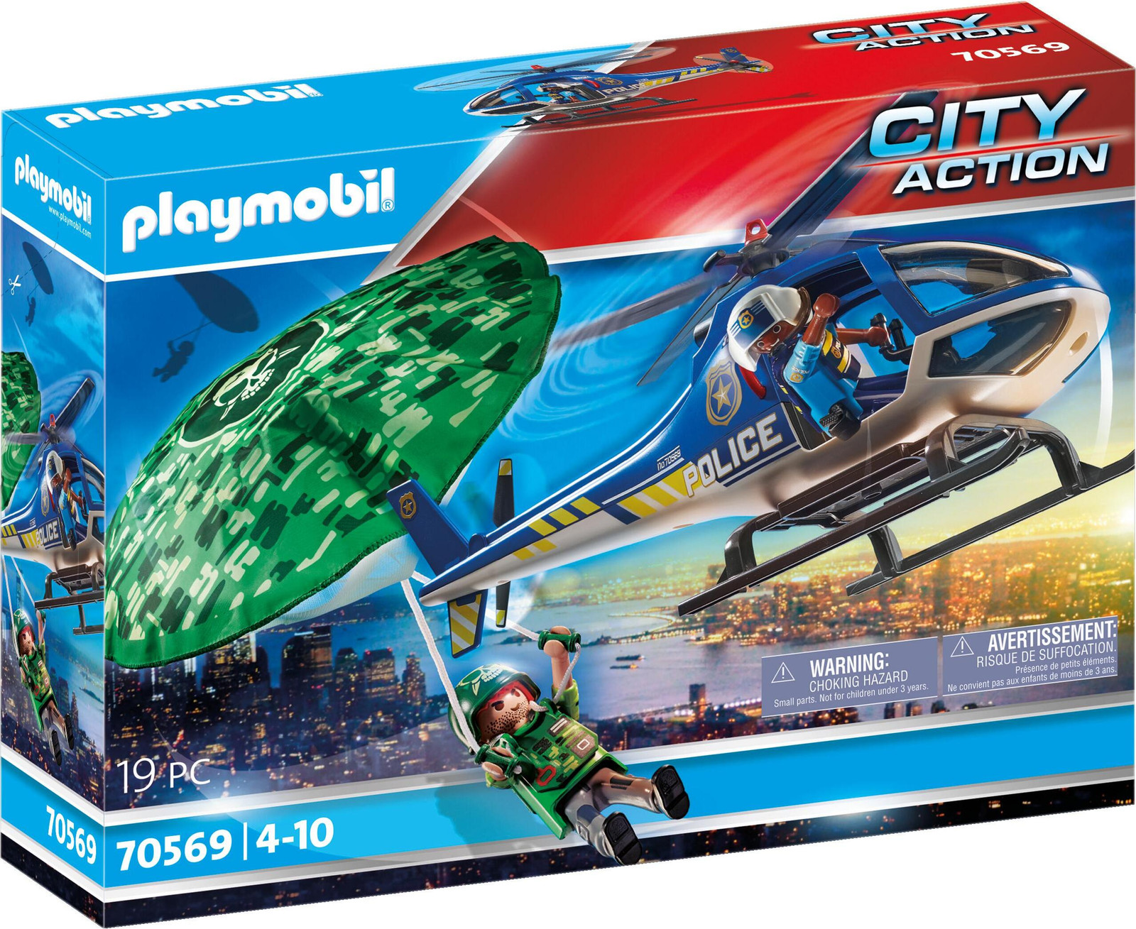 Playmobil City Action 70569 Politiehelikopter Achtervolging met parachute