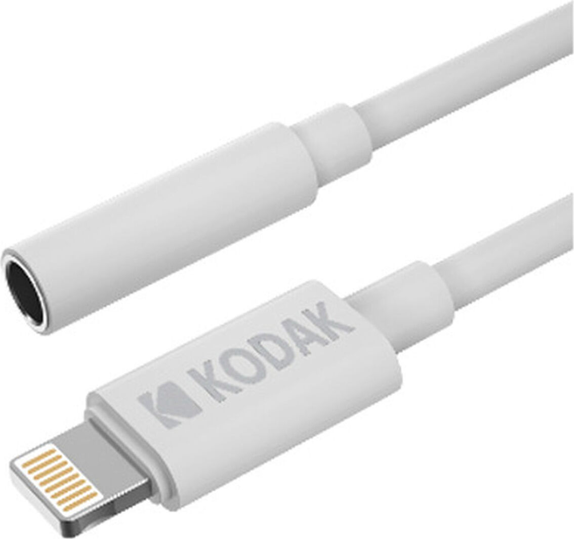 Kodak Lightning audio-adapter, wit, 3,5 mm naar 0,1 m, mannelijk naar vrouwelijk