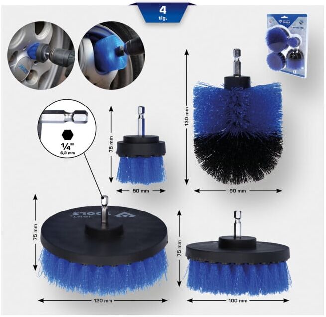 Brilliant Tools Jeu de brosses pour perceuses, 4 pcs (BT103110)
