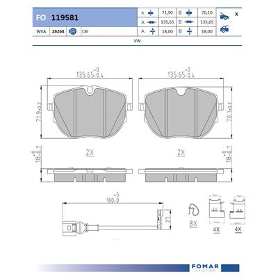 FOMAR FRICTION Bremsbelagsatz, Scheibenbremse fo119581 für VW