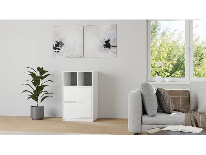 60 cm tiefes Regal mit Schubladen MDF Beschichtet MDF Weiß matt